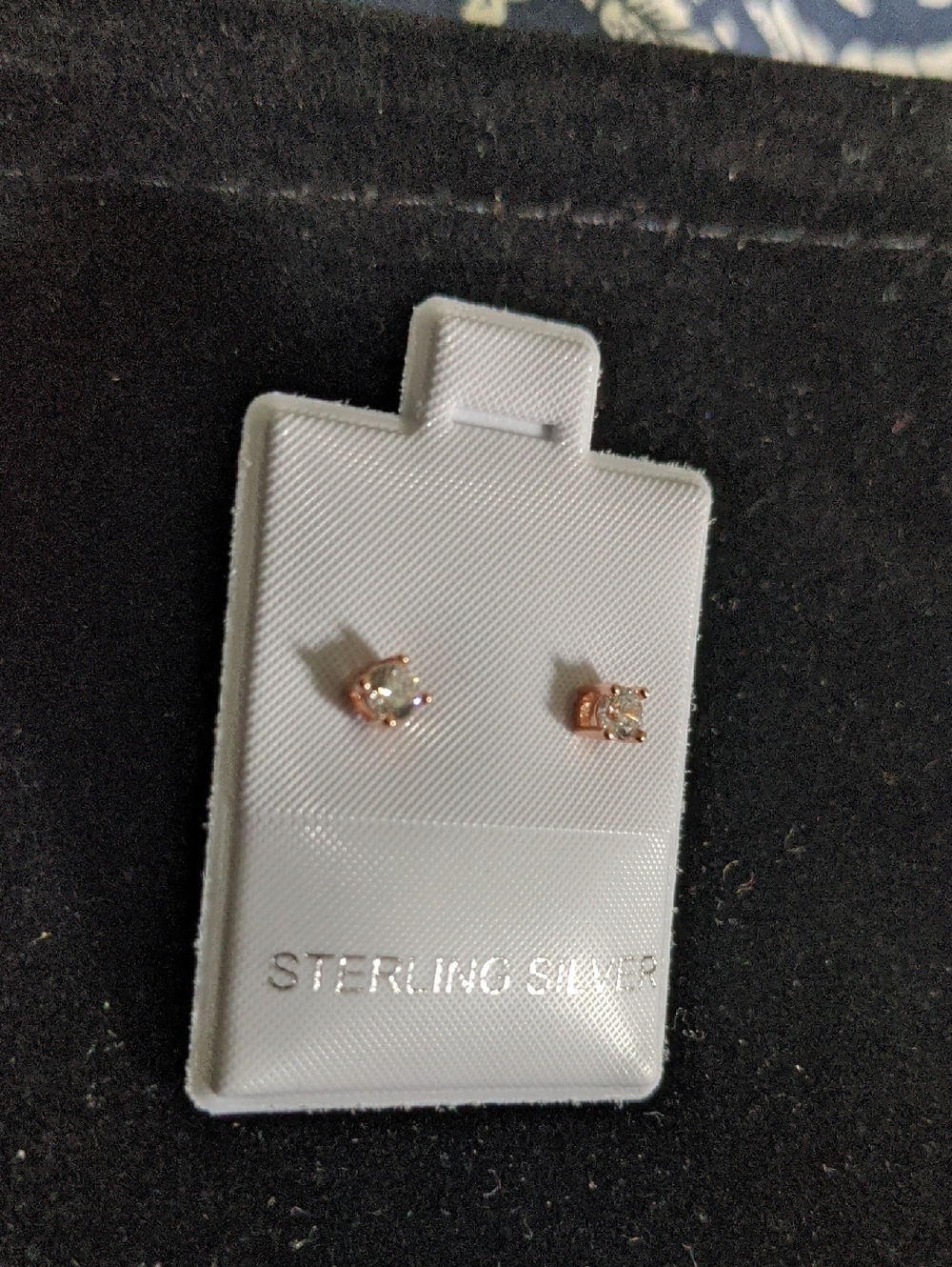 Rose Gold-Tone Sterling Silver Cubic Zirconia Stud Earrings